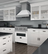 ZLINE 30 in. 4.0 cu. ft. Legacy Dual Fuel Range with 4 Burner Gas Cooktop and Electric Convection Oven in Satin Stainless Steel and White Matte Door (RAS-WM-30)