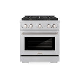 ZLINE 30 in. 4.2 cu. ft. Paramount Gas Range with Convection Gas Oven in Satin Stainless Steel with 4 Brass Burners (SGRS-BR-30)