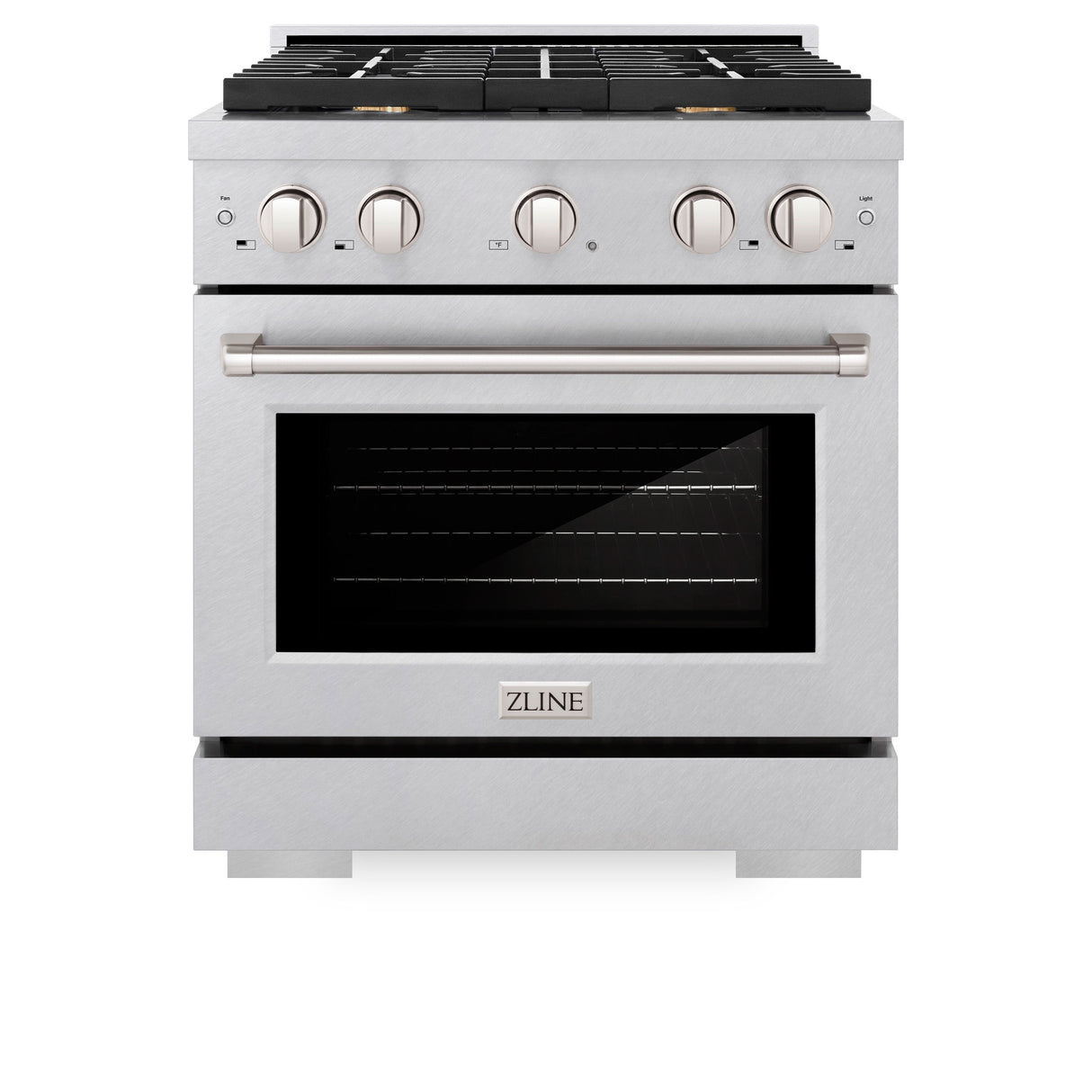 ZLINE 30 in. 4.2 cu. ft. Paramount Gas Range with Convection Gas Oven in Satin Stainless Steel with 4 Brass Burners (SGRS-BR-30)
