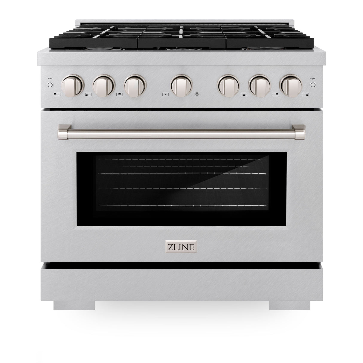 ZLINE 36 in. 5.2 cu. ft. Paramount Gas Range with Convection Gas Oven in Satin Stainless Steel with 6 Brass Burners (SGRS-BR-36)