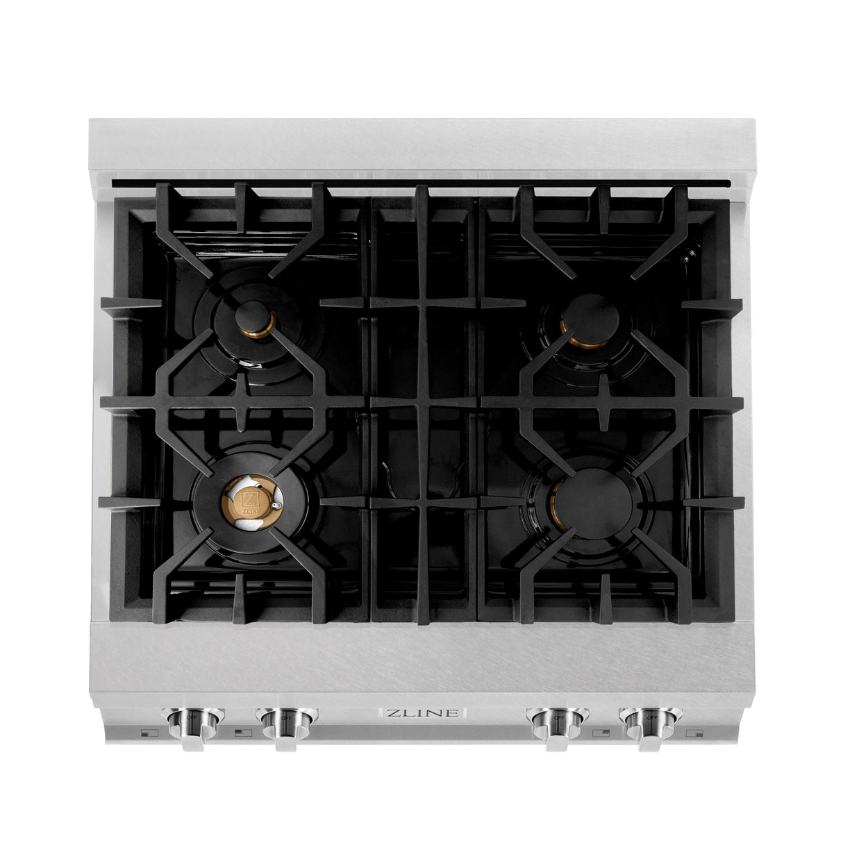 ZLINE 30 in. Legacy Gas Rangetop with 4 Brass Burners and Porcelain Cooktop in Satin Stainless Steel (RTS-BR-30)