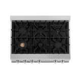 ZLINE 36 in. Legacy Gas Rangetop with 6 Brass Burners and Porcelain Cooktop in Satin Stainless Steel (RTS-BR-36)