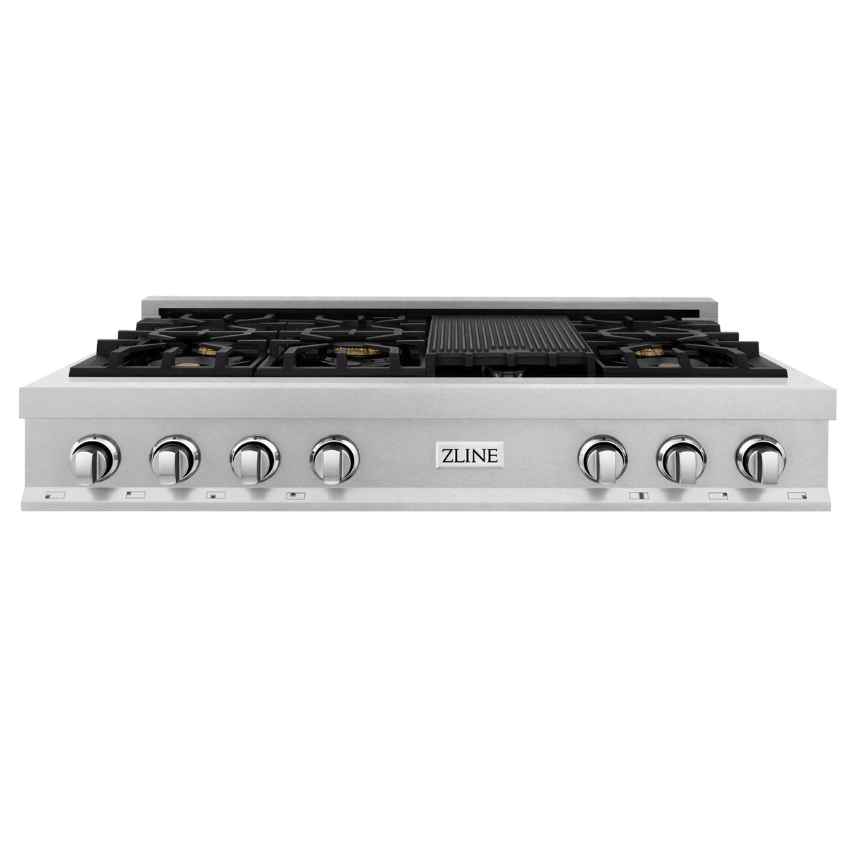 ZLINE 48 in. Legacy Gas Rangetop with 6 Brass Burners and Porcelain Cooktop in Satin Stainless Steel (RTS-BR-48)