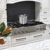 ZLINE 48 in. Legacy Gas Rangetop with 6 Brass Burners and Porcelain Cooktop in Satin Stainless Steel (RTS-BR-48)