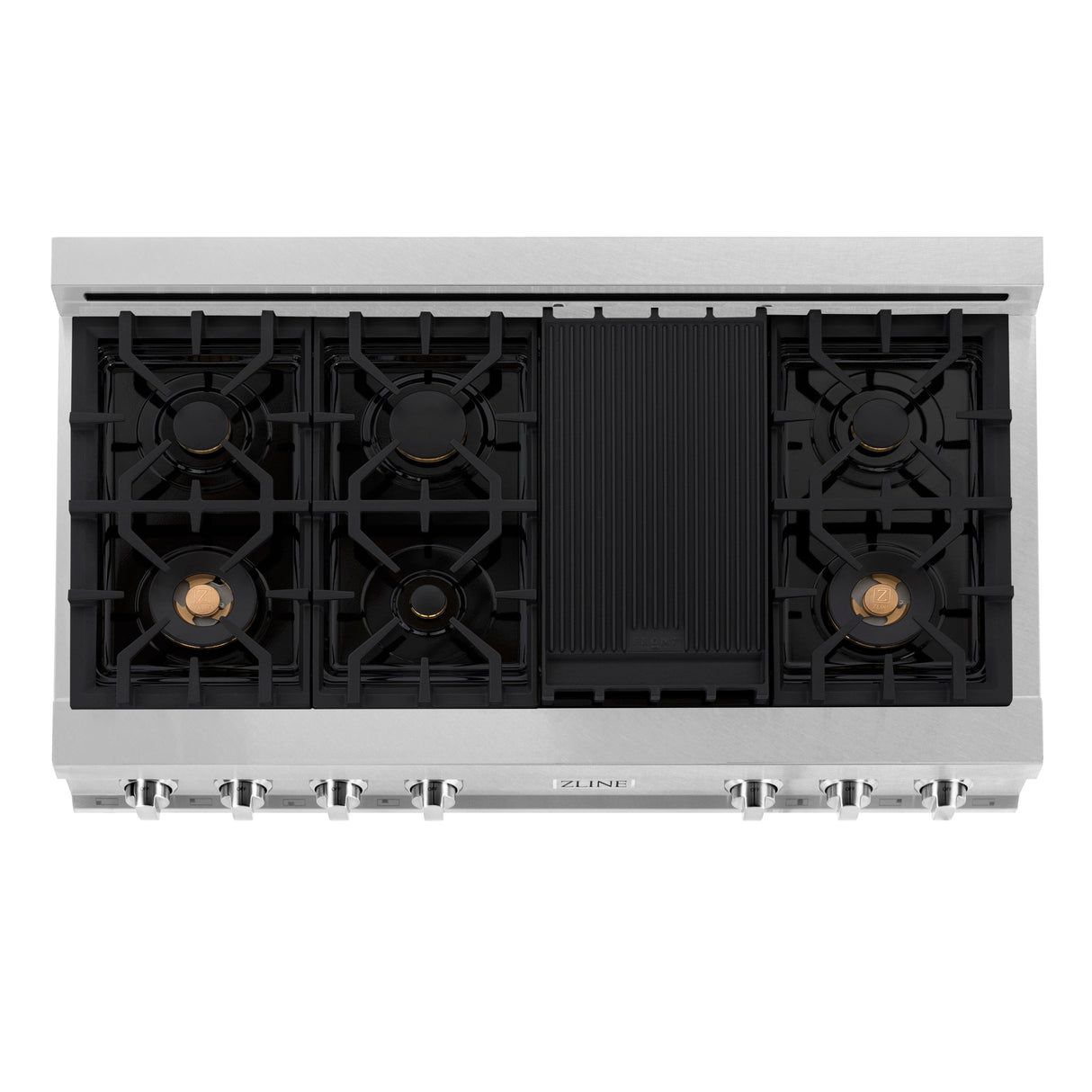 ZLINE 48 in. Legacy Gas Rangetop with 6 Brass Burners and Porcelain Cooktop in Satin Stainless Steel (RTS-BR-48)