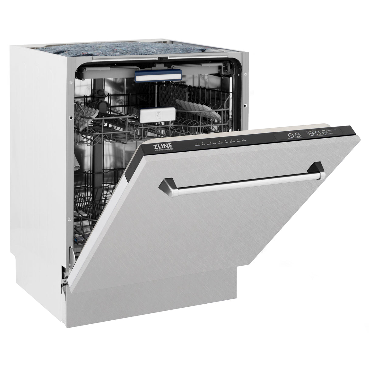 ZLINE 24 in. Tallac Series 3rd Rack Tall Tub Dishwasher with Satin Stainless Steel Panel and Stainless Steel Tub, 51dBa (DWV-SN-24)