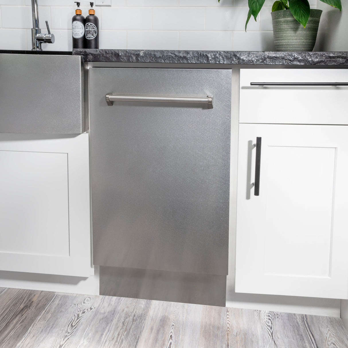 ZLINE 18 in. Tallac Series 3rd Rack Top Control Dishwasher with Satin Stainless Steel Panel and Stainless Steel Tub, 51dBa (DWV-SN-18)