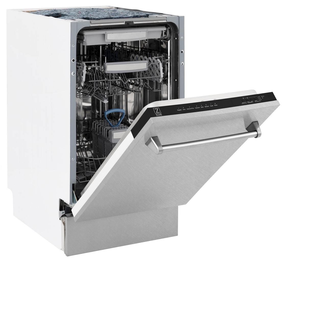 ZLINE 18 in. Tallac Series 3rd Rack Top Control Dishwasher with Satin Stainless Steel Panel and Stainless Steel Tub, 51dBa (DWV-SN-18)