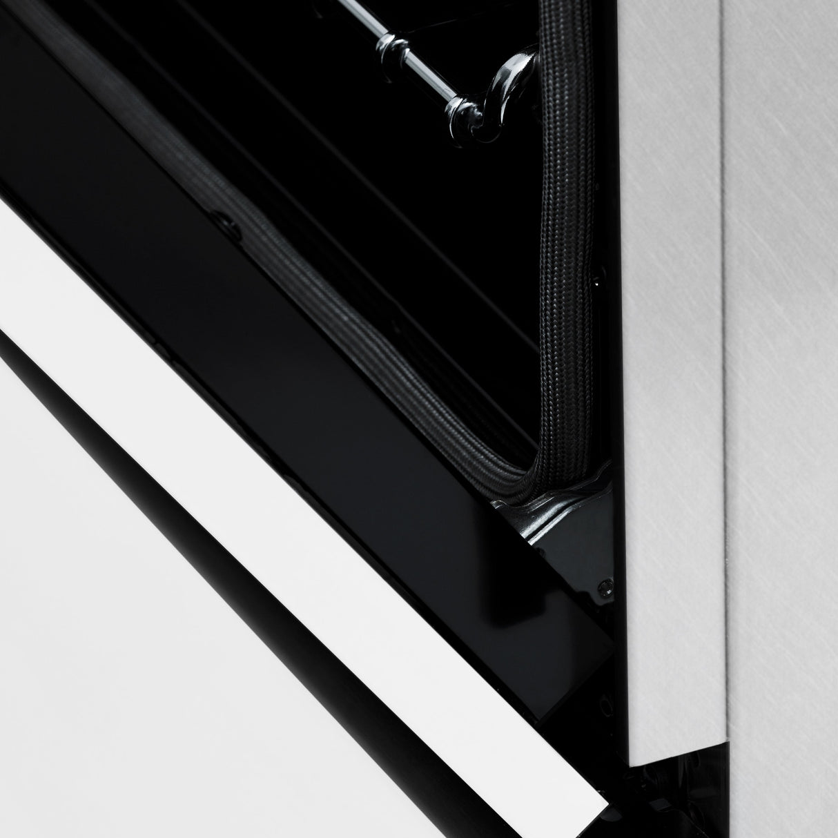 ZLINE 24 in. 2.8 cu. ft. Legacy Dual Fuel Range with 4 Burner Gas Cooktop and Electric Convection Oven in Satin Stainless Steel and White Matte Door (RAS-WM-24)