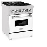 ZLINE 24 in. 2.8 cu. ft. Legacy Dual Fuel Range with 4 Burner Gas Cooktop and Electric Convection Oven in Satin Stainless Steel and White Matte Door (RAS-WM-24)