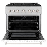 ZLINE 36 in. 5.2 cu. ft. Paramount Dual Fuel Range with 6 Burner Gas Cooktop and Electric Convection Oven in Satin Stainless Steel with White Matte Door (SDRS-WM-36)