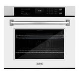 ZLINE 30 in. Professional True Convection Single Wall Oven with Air Fry and Self Clean in Satin Stainless Steel with White Matte Door (WASS-WM-30)