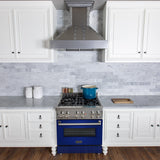 ZLINE 30 in. 4.0 cu. ft. Legacy Dual Fuel Range with 4 Burner Gas Cooktop and Electric Convection Oven in Stainless Steel and Blue Gloss Door (RA-BG-30)