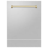 ZLINE Autograph Edition 24" Tallac Dishwasher Panel in Stainless Steel with Polished Gold Handle (DPVZ-304-24-G)