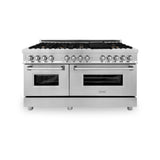 ZLINE 60 in. 7.4 cu. ft. Legacy Dual Fuel Range with Gas Cooktop and 2 Electric Convection Ovens in Stainless Steel with 8 Brass Burners (RA-BR-60)