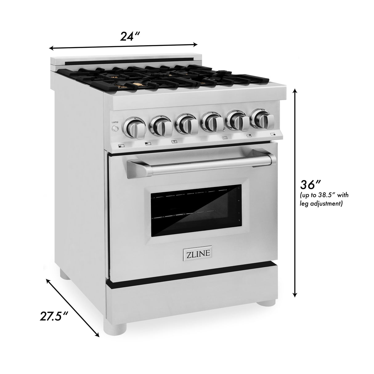 ZLINE 24 in. 2.8 cu. ft. Legacy Dual Fuel Range with 4 Burner Gas Cooktop and Electric Convection Oven