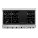 ZLINE 48 in. 6.0 cu. ft. Legacy Dual Fuel Range with 7 Burner Gas Cooktop and 2 Electric Ovens in Stainless Steel in Griddle (RA-GR-48)