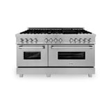 ZLINE 60 in. 7.4 cu. ft. Legacy Dual Fuel Range with 9 Burner Gas Cooktop and 2 Electric Convection Ovens in Satin Stainless Steel with Griddle (RAS-SN-GR-60)