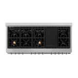 ZLINE 60 in. 7.4 cu. ft. Legacy Dual Fuel Range with Gas Cooktop and 2 Electric Convection Ovens in Satin Stainless Steel with 8 Brass Burners and Griddle (RAS-SN-BR-GR-60)