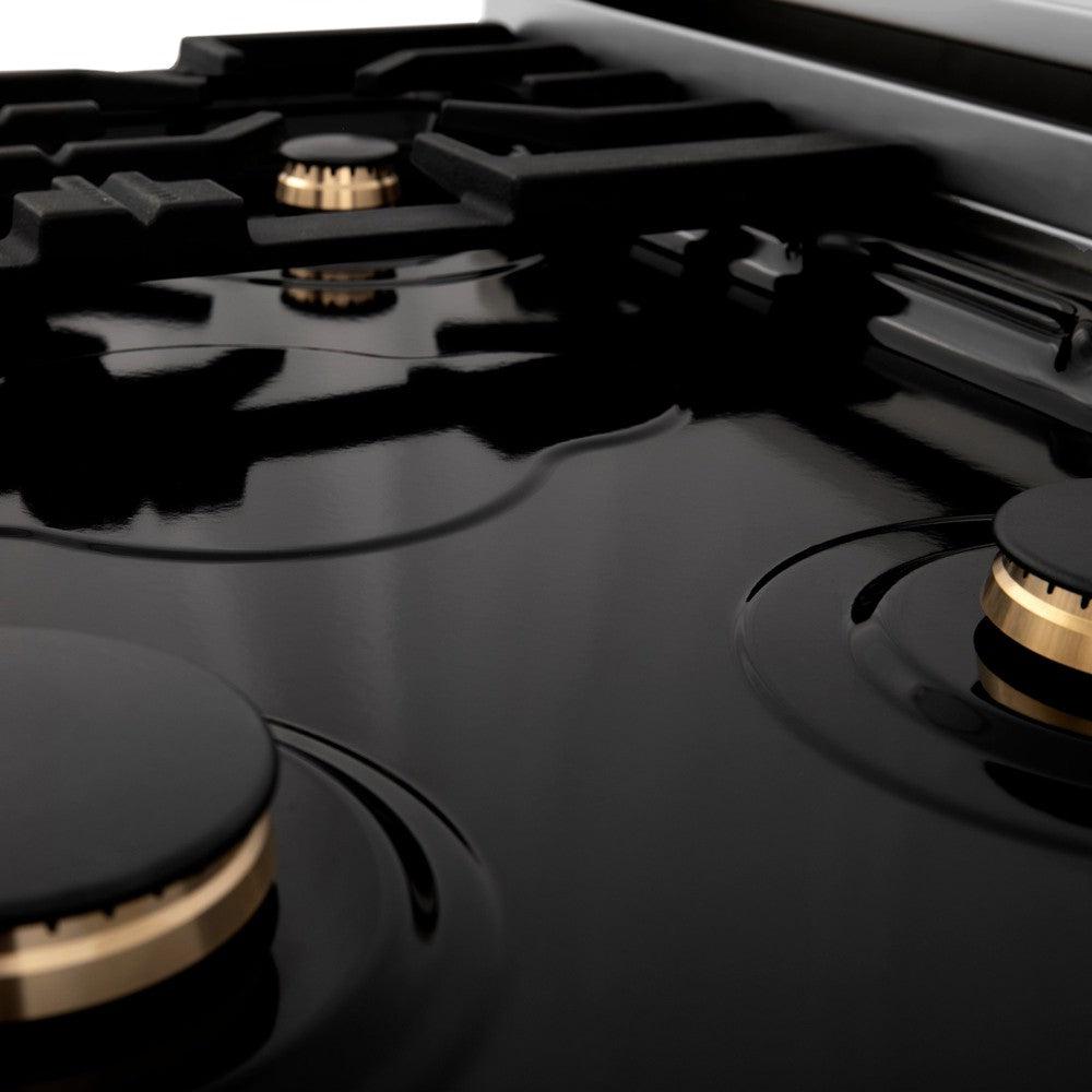 ZLINE Autograph Edition 48 in. Kitchen Package with Stainless Steel Dual Fuel Range, Range Hood, Dishwasher and Refrigeration Including External Water Dispenser with Matte Black Accents (4AKPR-RARHDWM48-MB)