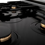 ZLINE Autograph Edition 48 in. Kitchen Package with Stainless Steel Dual Fuel Range, Range Hood, Dishwasher and Refrigeration Including External Water Dispenser with Matte Black Accents (4AKPR-RARHDWM48-MB)
