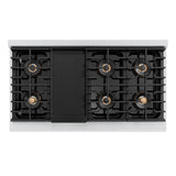 ZLINE Autograph Edition 48 in. 6.7 cu. ft. Paramount Dual Fuel Range with 8 Burner DuoPro™ Cooktop and Dual Ovens in Stainless Steel with Polished Nickel Helix Handles and Accents (PSDRZ-48-KPN)