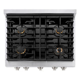 ZLINE 30 in. 4.2 cu. ft. Paramount Dual Fuel Range with Gas Cooktop and Electric Convection Oven in Stainless Steel with 4 Brass Burners (SDR-BR-30)