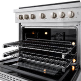ZLINE 36 in. 5.2 cu. ft. Paramount Dual Fuel Range with Gas Cooktop and Electric Convection Oven in Satin Stainless Steel with 6 Brass Burners (SDRS-BR-36)