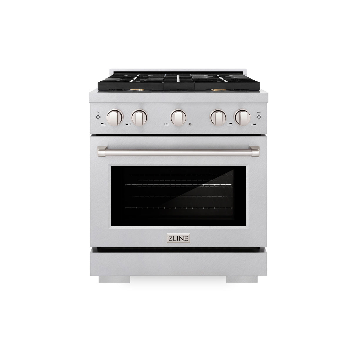 ZLINE 30 in. 4.2 cu. ft. Paramount Dual Fuel Range with Gas Cooktop and Electric Convection Oven in Satin Stainless Steel with 4 Brass Burners (SDRS-BR-30)