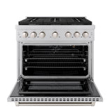 ZLINE 36 in. 5.2 cu. ft. Paramount Gas Range with Convection Gas Oven in Stainless Steel with 6 Brass Burners (SGR-BR-36)