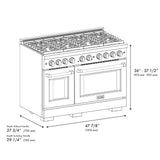ZLINE 48 in. 6.7 cu. ft. Paramount Double Oven Gas Range with 8 Burner Cooktop in Stainless Steel (SGR48)