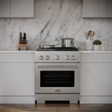 ZLINE 30 in. 4.2 cu. ft. Paramount Gas Range with 4 Burner Cooktop and Convection Gas Oven in Satin Stainless Steel (SGRS-30)