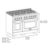 ZLINE Autograph Edition 48 in. 6.7 cu. ft. Paramount Gas Range with 8 Burner DuoPro™ Cooktop and Dual Ovens in Black Stainless Steel and Polished Gold Accents (PSGRBZ-48-G)