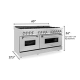 ZLINE 60 in. 7.4 cu. ft. Legacy Dual Fuel Range with 9 Burner Gas Cooktop and 2 Electric Convection Ovens