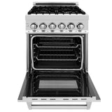 ZLINE 24 in. 2.8 cu. ft. Legacy Dual Fuel Range with 4 Burner Gas Cooktop and Electric Convection Oven