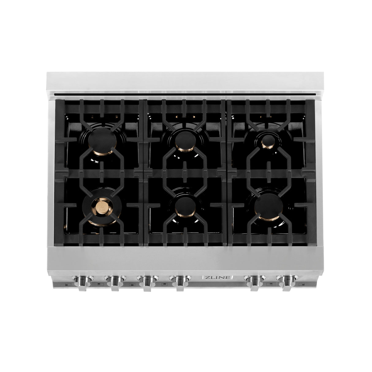 ZLINE 36 in. Legacy Gas Rangetop with 6 Brass Burners and Porcelain Cooktop in Stainless Steel (RT-BR-36)