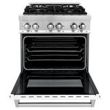 ZLINE 30 in. 4.0 cu. ft. Legacy Dual Fuel Range with 4 Burner Gas Cooktop and Electric Convection Oven in Stainless Steel and White Matte Door (RA-WM-30)