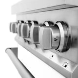 ZLINE 30 in. 4.0 cu. ft. Legacy Dual Fuel Range with 4 Burner Gas Cooktop and Electric Convection Oven in Stainless Steel and White Matte Door (RA-WM-30)