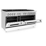 ZLINE 60 in. 7.4 cu. ft. Legacy Dual Fuel Range with 9 Burner Gas Cooktop and 2 Electric Convection Ovens in Stainless Steel and White Matte Doors (RA-WM-60)