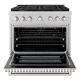 ZLINE 36 in. 5.2 cu. ft. Paramount Gas Range with 6 Burner Cooktop and Convection Gas Oven in Stainless Steel with White Matte Door (SGR-WM-36)