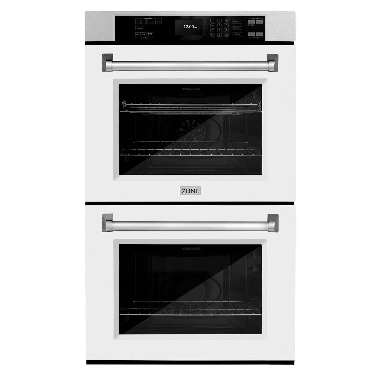 ZLINE 30 in. Professional True Convection Double Wall Oven with Air Fry and Self Clean in Satin Stainless Steel with White Matte Doors (WADS-WM-30)