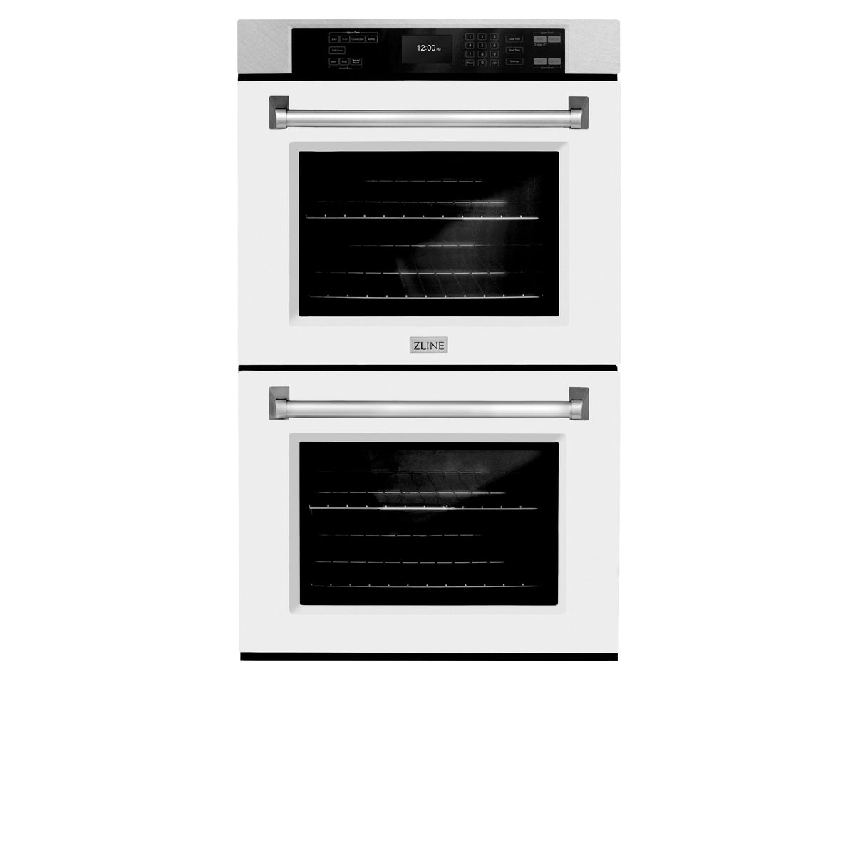 ZLINE 30 in. Professional True Convection Double Wall Oven with Air Fry and Self Clean in Satin Stainless Steel with White Matte Doors (WADS-WM-30)