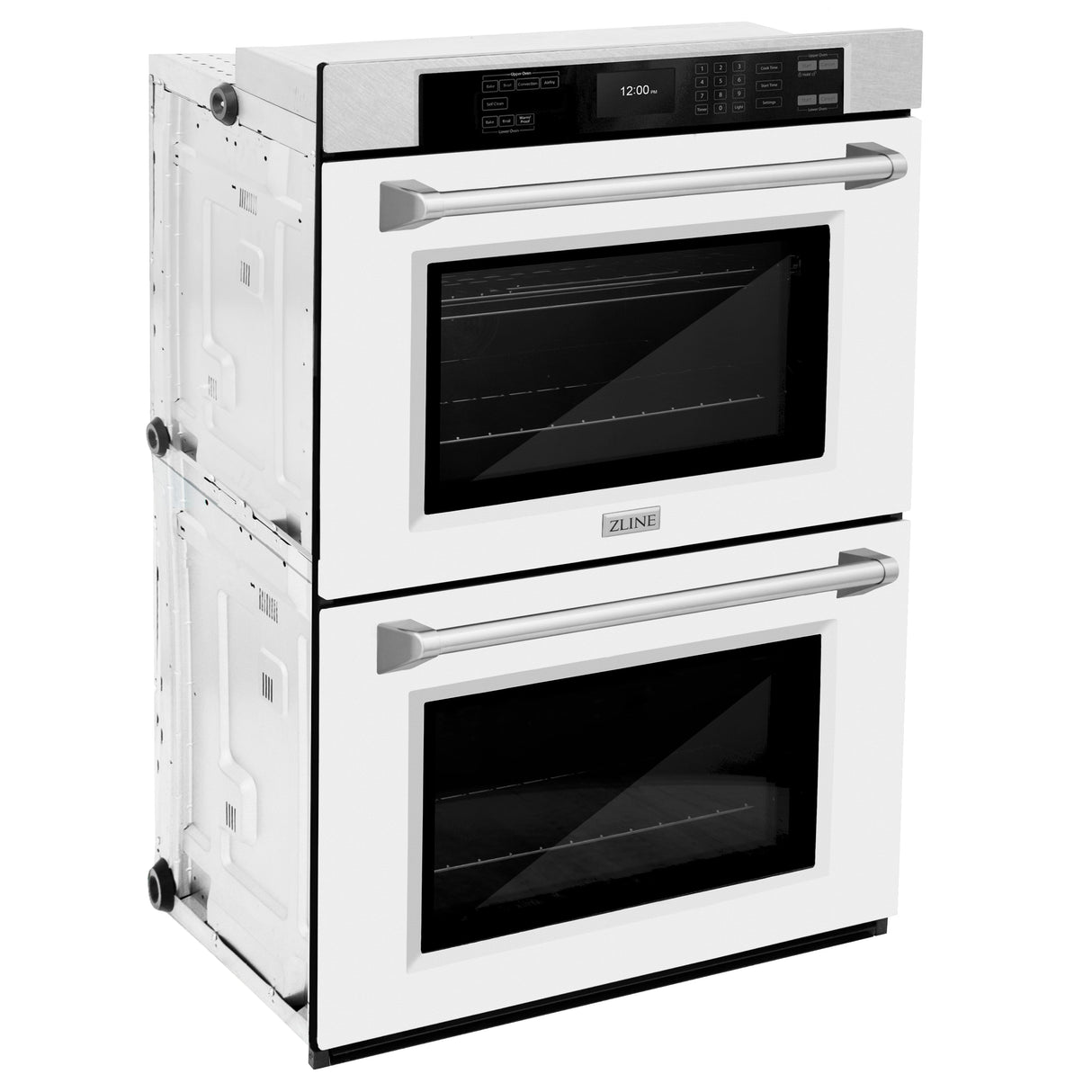 ZLINE 30 in. Professional True Convection Double Wall Oven with Air Fry and Self Clean in Satin Stainless Steel with White Matte Doors (WADS-WM-30)