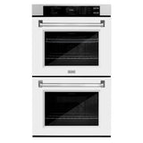 ZLINE 30 in. Professional True Convection Double Wall Oven with Air Fry and Self Clean in Satin Stainless Steel with White Matte Doors (WADS-WM-30)