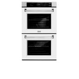 ZLINE 30 in. Professional True Convection Double Wall Oven with Air Fry and Self Clean in Satin Stainless Steel with White Matte Doors (WADS-WM-30)