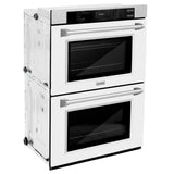 ZLINE 30 in. Professional True Convection Double Wall Oven with Air Fry and Self Clean in Satin Stainless Steel with White Matte Doors (WADS-WM-30)