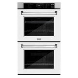 ZLINE 30 in. Professional True Convection Double Wall Oven with Air Fry and Self Clean in Stainless Steel with White Matte Doors (WAD-WM-30)