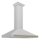 ZLINE 48 in. Autograph Edition Convertible Fingerprint Resistant DuraSnow® Stainless Steel Range Hood with Champagne Bronze Handle (KB4SNZ-48-CB)