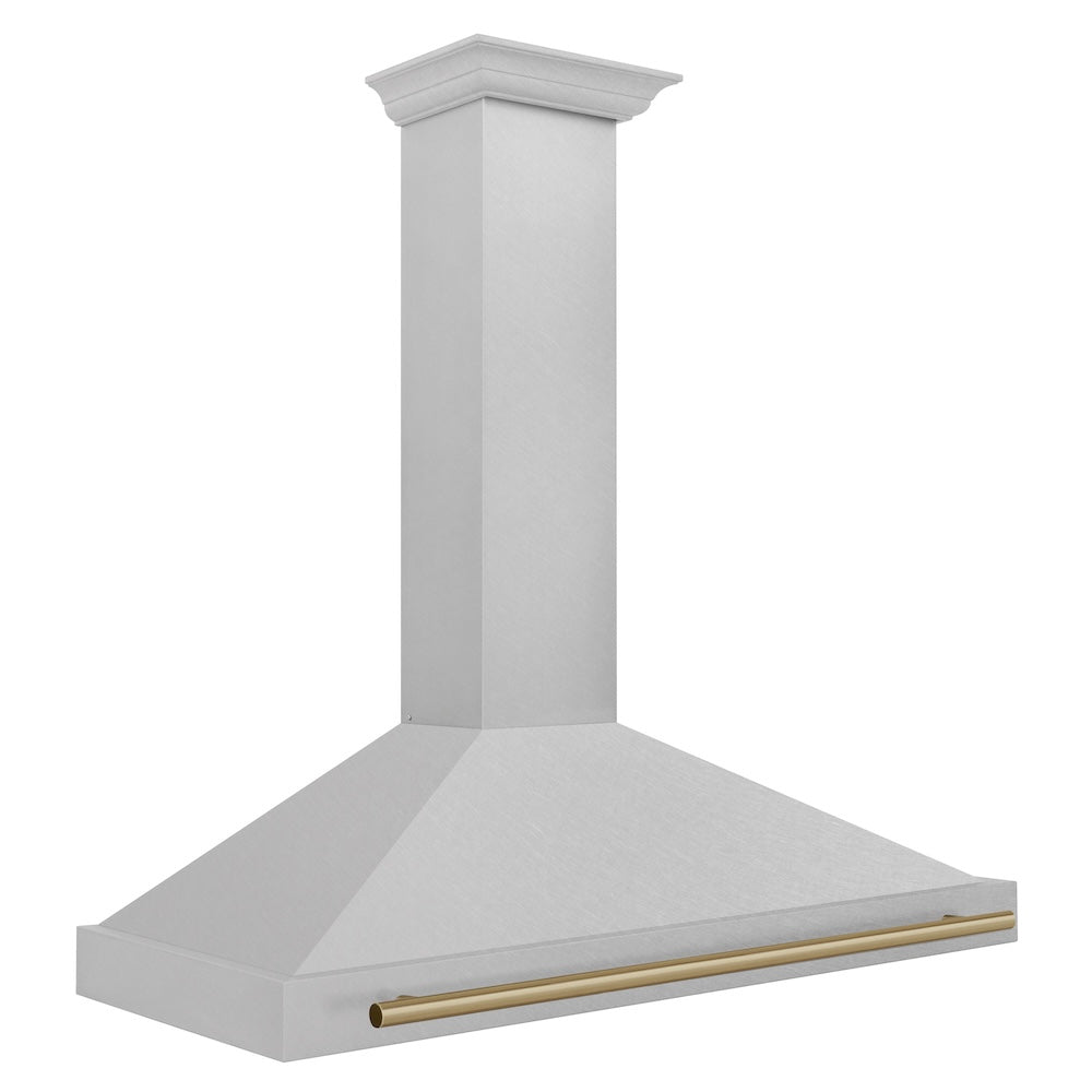 ZLINE 48 in. Autograph Edition Convertible Fingerprint Resistant DuraSnow® Stainless Steel Range Hood with Champagne Bronze Handle (KB4SNZ-48-CB)