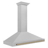 ZLINE 48 in. Autograph Edition Convertible Fingerprint Resistant DuraSnow® Stainless Steel Range Hood with Champagne Bronze Handle (KB4SNZ-48-CB)